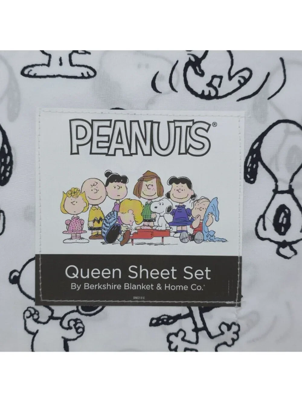 Peanuts Snoopy & Woodstock Queen Size Sheet Set By Berkshire Classic Black White